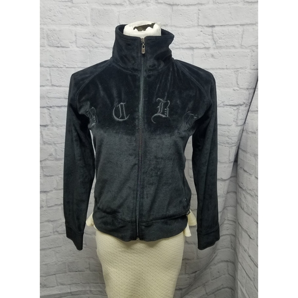 BCBGMaxAzria Sweaters - BCBG MaxAzria black velvet zip. Up